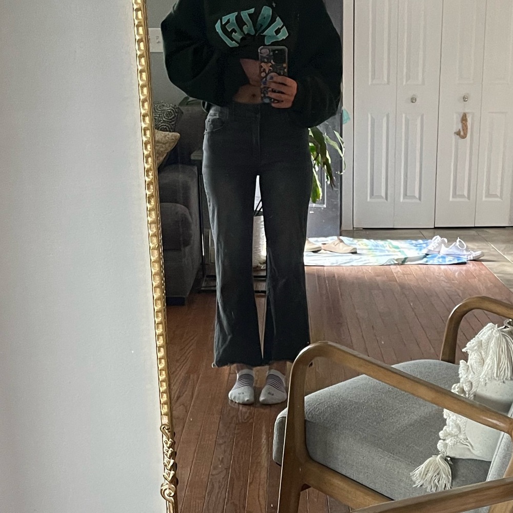 Grey stretchy bell bottom pants